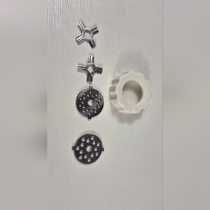 KitchenAid Replacement Meat Grinder Blades and Plates in Silver and White